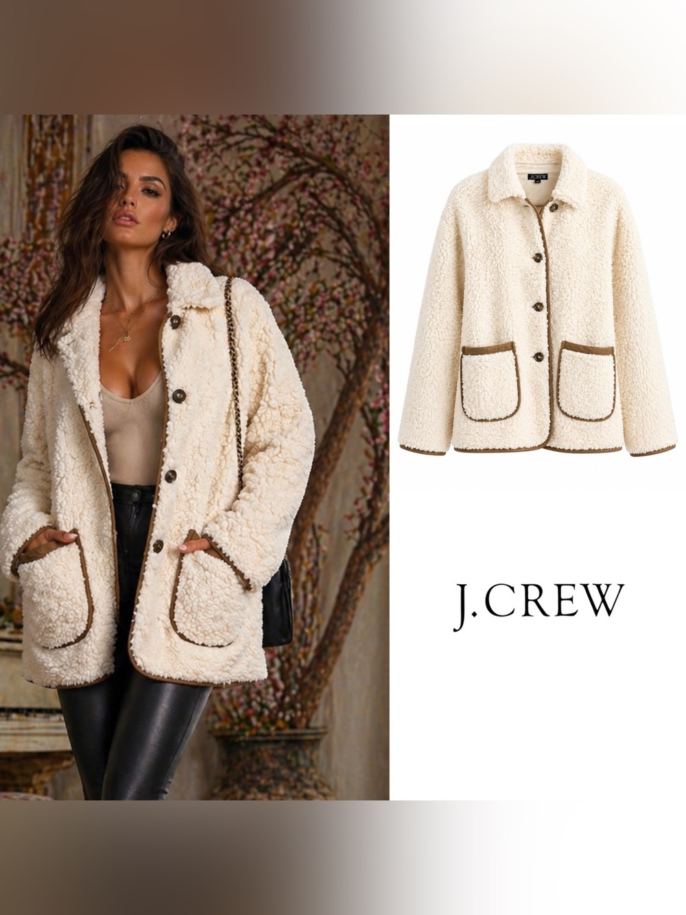 NEW J.Crew faux sherpa teddy barn jacket